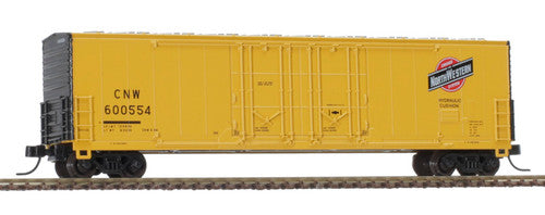 N Scale Atlas 50005199 53' Yellow & Black Double Plug-Door Boxcar C&NW #600554