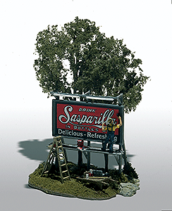 Woodland Scenics HO Scale Unpainted Metal Miniature Scene Kit - The Sign Painter (Roadside Billboard) for Model Layouts