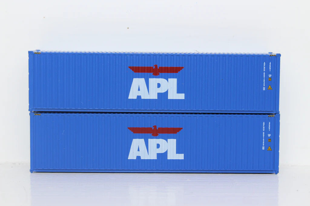 JTC Model Trains 405107 APL 40-Foot High Cube Containers with Magnetic Connecting System and Corrugated Sides in N Scale for Model Railroads