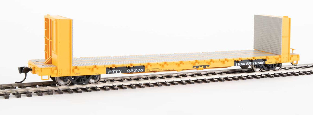 Walthers HO Scale Model Train - 60-Foot Pullman-Standard Bulkhead Flatcar (48-Foot Interior Length) of PTTX - Trailer-Train, Limited Edition Yellow Car #92340