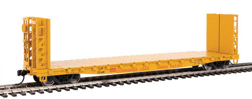 HO Scale Model Train - Walthers 5918 53-Foot General Steel Castings (GSC) Bulkhead Flatcar of Union Pacific #15148 in Armour Yellow and Red Color Scheme 910-5918