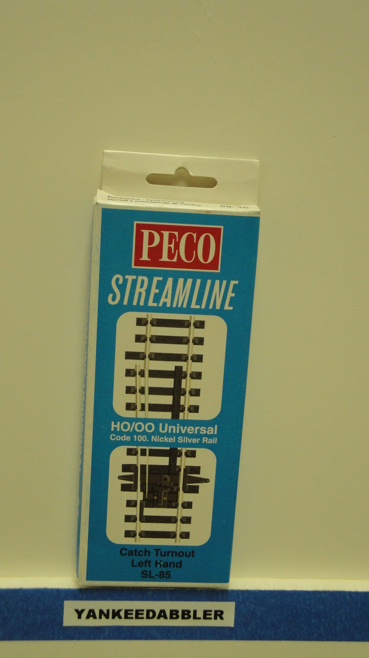 HO Scale Peco SL - 85 Left - Hand Catch Derail Turnout Code 100, Part # PCO - SL - 85