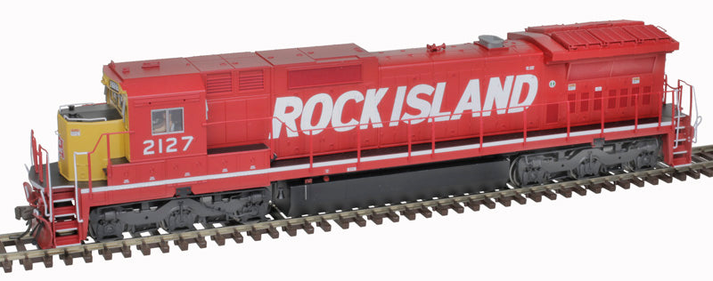 Atlas 10004202 HO Scale DASH 8-40C Model Diesel Locomotive - Rock Island Rail #2127 with Red and Yellow Front & Rear Ditch Lights, DCC & Sound Functionality