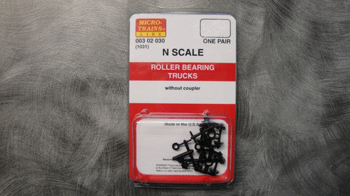 N Scale 00302030 Micro Trains Roller Bearing Trucks (1031) without Couplers - Ideal for Model Trains