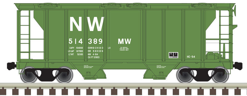 ATLAS N Scale PS-2 Covered Hopper N&W Norfolk & Western #514405 in MOW Green with NW Logo