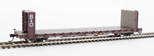 Walthers 910-5814 HO Scale 60-Foot Pullman-Standard Bulkhead Flatcar (48-Foot Inside Length) PTTX - Trailer-Train with Baltimore and Ohio (B&O) Bulkheads #92230 Model Railroad Car