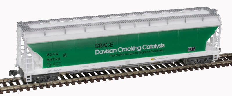 N Scale Atlas 50006078 Green & White Pressureaide Centerflow Covered Hopper ACFX Grace Davison #59783