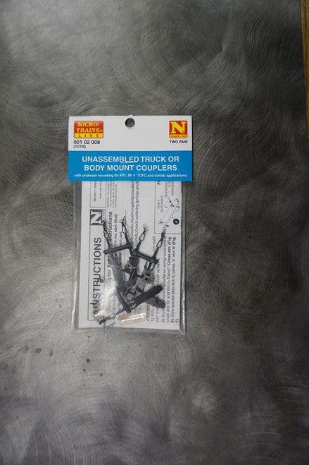 N Scale Unassembled Truck or Body Mount Couplers - MICRO TRAINS 001 02 008, 2 Pairs (1019)