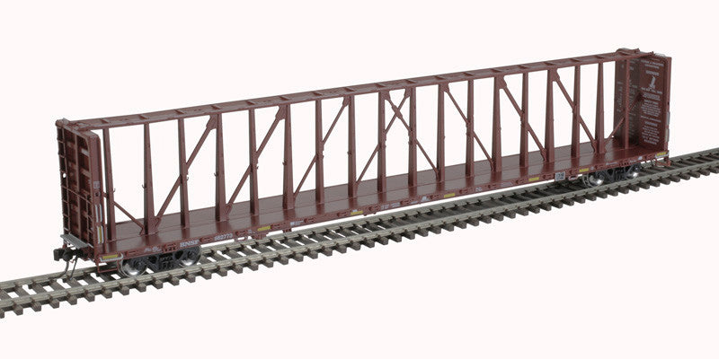 HO Scale BNSF Railway #562773 73' Center Partition Boxcar in Red and White by Atlas