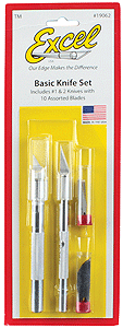 Excel 19062 Basic Kitchen Knife Set Including #1 and #2 Knives with 10 Assorted Blades in All Sizes