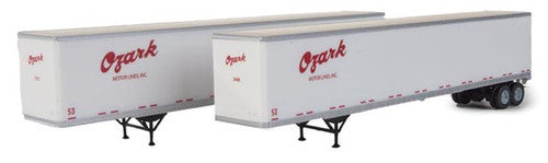Walthers HO Scale 53' Stoughton Trailer 2-Pack Ozark (White, Red) - Assembled SceneMaster