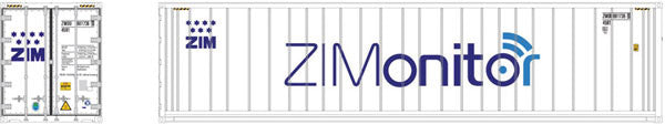 N Scale ATLAS 50006005 3-Pack 40' Reefer Container Set 2 ZIM in White, Blue with Monitor Markings