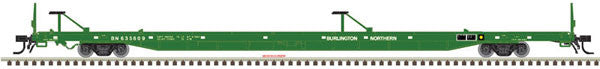 ATLAS HO Scale 89' Flat Car with Mid/End Hitches, BN #635609