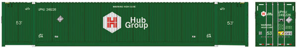 ATLAS N Scale 53-Foot Jindo-CIMC Corrugated Container 3-Pack Hub - Union Pacific Set 1 with Container Numbers 249228, 249249, 249360 in Green Color
