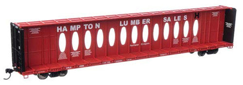 HO Scale Walthers 910 - 50709 72' Centerbeam Flatcar, Hampton Lumber CRLE #2566