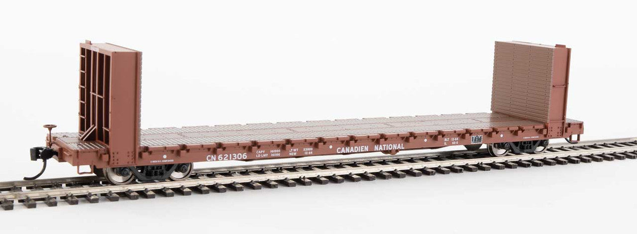 Walthers 910-5804 HO Scale 60-Foot Pullman-Standard Bulkhead Flatcar (48-Foot Interior Length) of Canadian National Railway with Number #621306