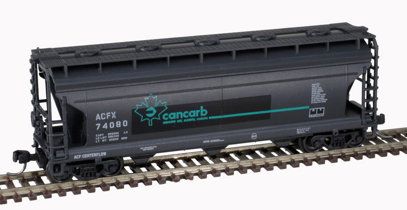 Atlas N Scale 50006109 ACF 3560 Center-Flow Covered Hopper - Cancarb ACFX 74080 (Black, Blue)