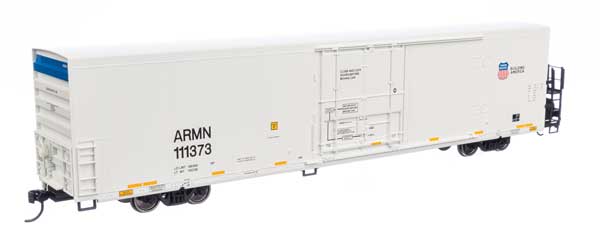 Walthers 910 - 4142 HO Scale 72 - Foot Modern Refrigerator Boxcar for Union Pacific ARMN #111373 with White Color, Low Reporting Mark, High Shield and Slogan