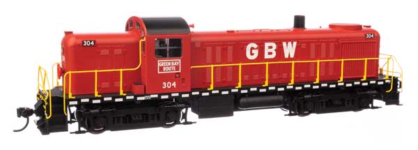 Walthers Mainline HO Scale Model Train - Alco RS - 2 Locomotive in GBW Green Bay & Western #304 Livery with Water - cooled Stack (Red, Black, White, Yellow) and DCC & Sound Functionality