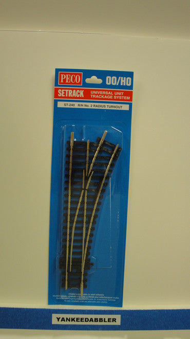 HO Scale Peco/ST - 240 Setrack Code 100 17 1/4 - inch Radius Right - Hand Insulfrog Turnout