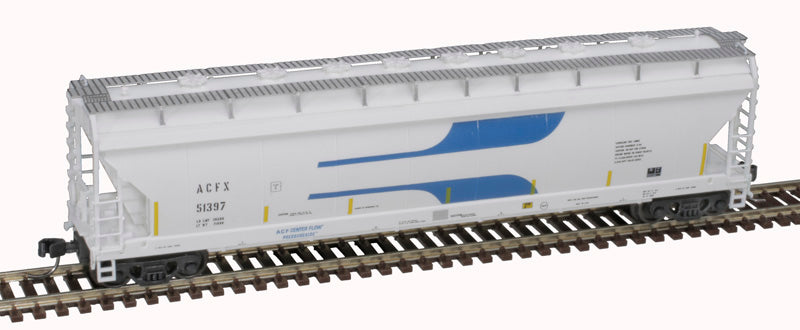 N Scale Atlas 50006082 Pressureaide Centerflow Covered Hopper ACFX #51397 (Venturi, Multi - Color Stripes)