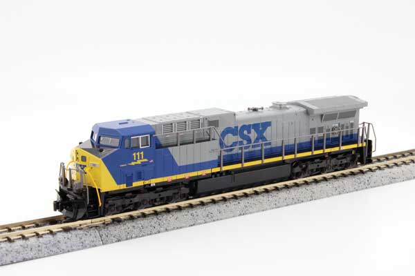 Kato N Scale Standard DC Model Train - GE AC4400CW CSX #111 in YN1 Color Scheme with Gray, Blue, and Yellow