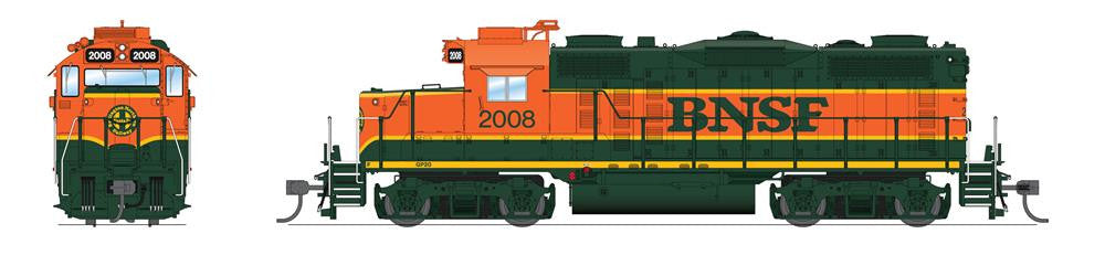 Broadway Limited HO Scale BNSF #2008 GP20 Heritage I, Paragon 4 Sound & DCC