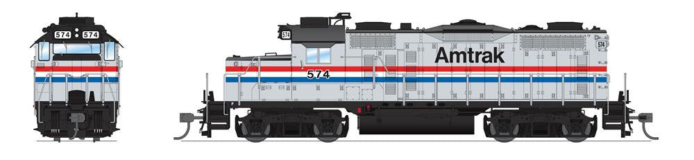 Broadway Limited HO Scale BLI 7472 GP20 AMTK Locomotive #574, Phase 3 Scheme Paragon 4 with Sound and DCC Functionality