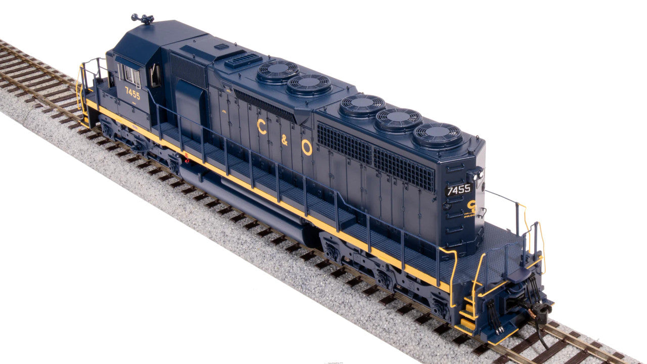 Broadway Limited HO Scale Model Train - BLI 7633 EMD SD40 Diesel Locomotive, C&O 7462, Blue with Yellow Color Scheme, Paragon 4 with Sound and DCC Functionality