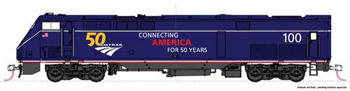 Kato 37-6113 HO Scale Standard DC Amtrak 100 GE P42 in Midnight Blue 50th Anniversary Scheme