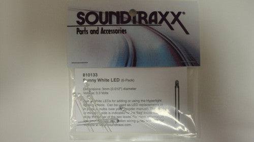 Soundtraxx 3mm Sunny White 3.3V LED 6-Pack (SCALE=ALL) Part # 678 - 810133
