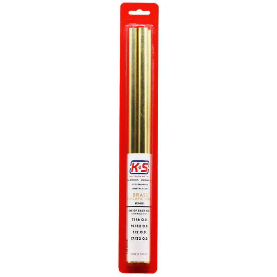 K&S Precision Medium Round Brass Telescopic Tubing Assortment (4 Pieces)