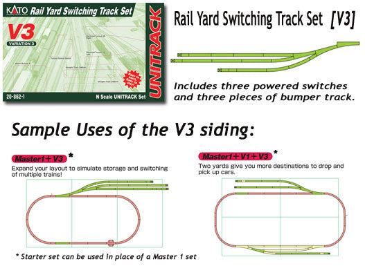 Kato N Scale V3 Rail Yard Switching Set Unitrack 20862