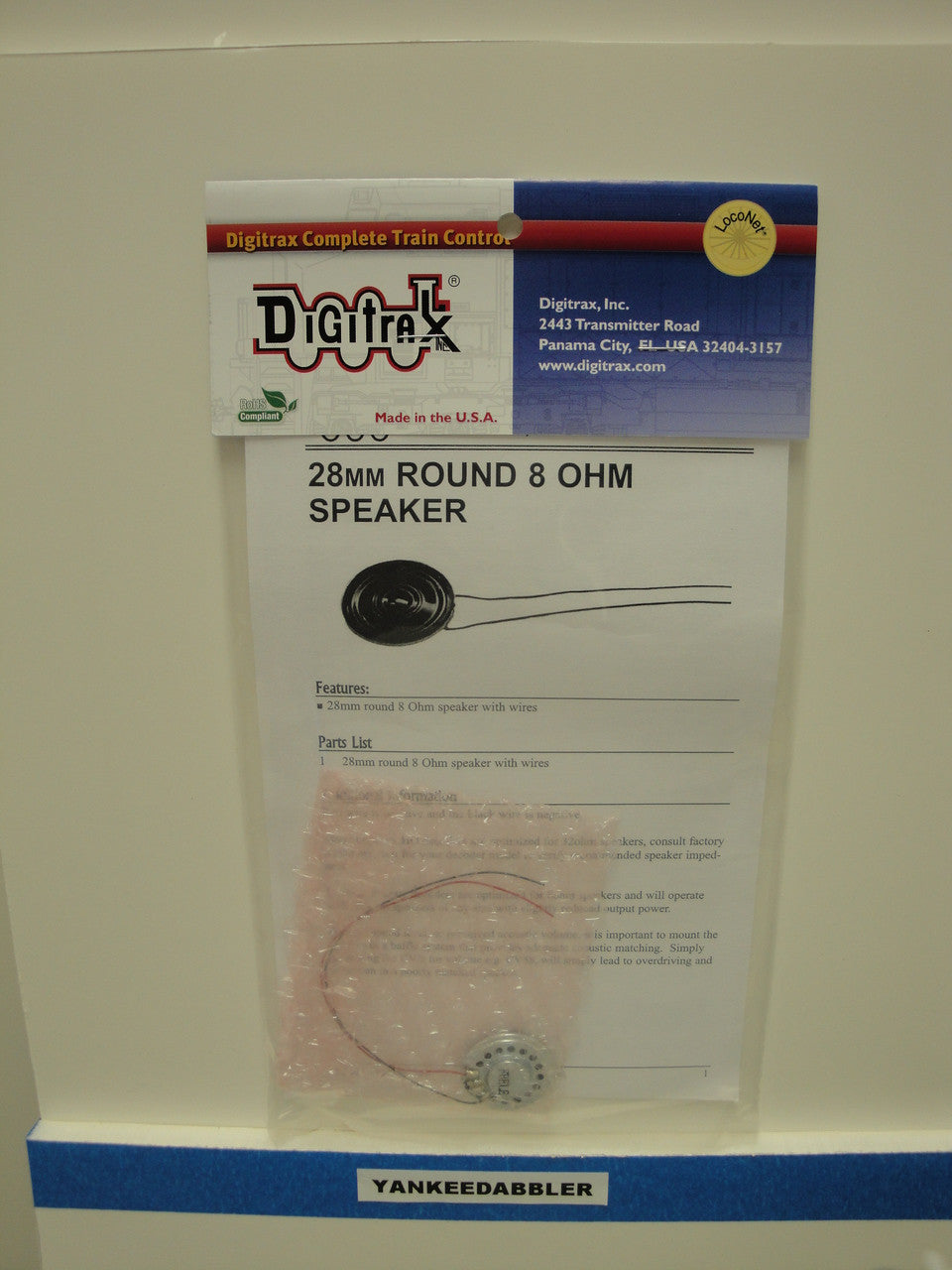 Digitrax 28mm 8 Ohm Round Speaker with Wire Suitable for All Scales Model Train Audio System