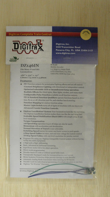 Digitrax DZ146IN 6-Pin 4-Function Mobile Decoder for All Scales