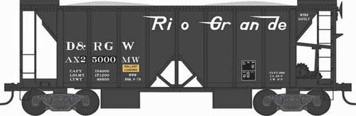 HO Scale Bowser 70-Ton 2-Bay Ballast Hopper - D&RGW #25003 (Black, Flying Grande Logo)