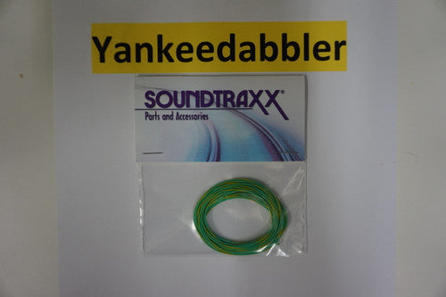 Soundtraxx Ultra-Flexible 30AWG Green/Yellow Stripe Wire for All Scales (Part # 678-810147)