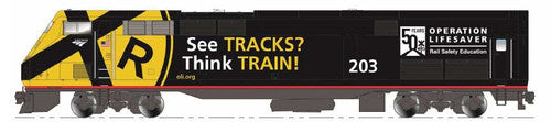 Kato N Scale Model Train - 176-6039 GE P42 Genesis Amtrak #203 in Black and Yellow for Operation Lifesaver 50th Anniversary Commemoration