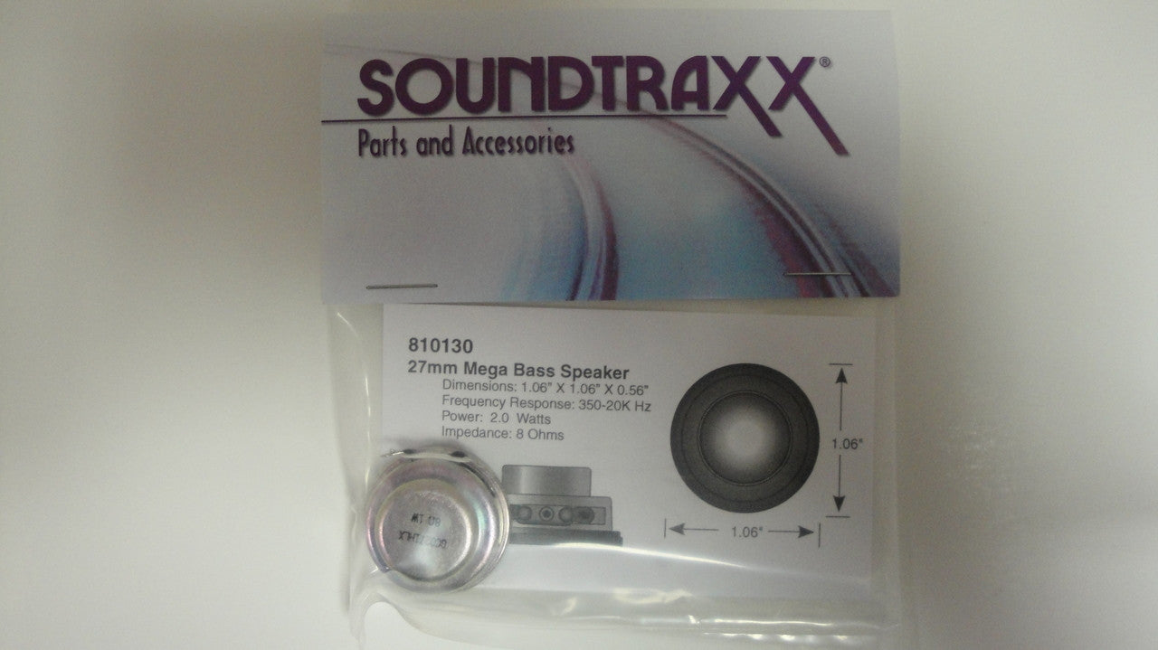 Soundtraxx 8 Ohm Mega Bass Speaker - 27mm Round x 14.3mm D for All Scales