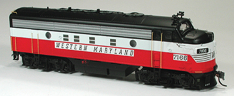 HO Scale Model Train - Western Maryland Bowser F7A Locomotive #7166 (Item No. 23315)