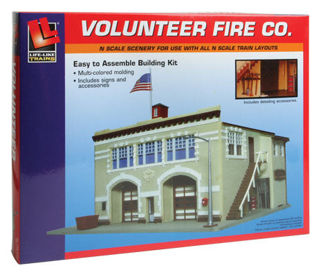 Life Like N Scale Model Kit for Volunteer Fire Company, Product No. 433 - 7483