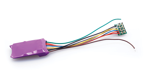 Soundtraxx DCC Mobile Decoder MC2H104OP - HO Scale, 25mm x 16mm x 6mm with NMRA 8 - PIN and 9 - pin JST Wiring Harness, Part Number 678 - 852003