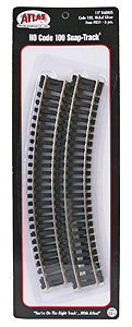 6-piece 15” Radius Atlas Snap-Track® Code 100 HO Scale Model Train Track