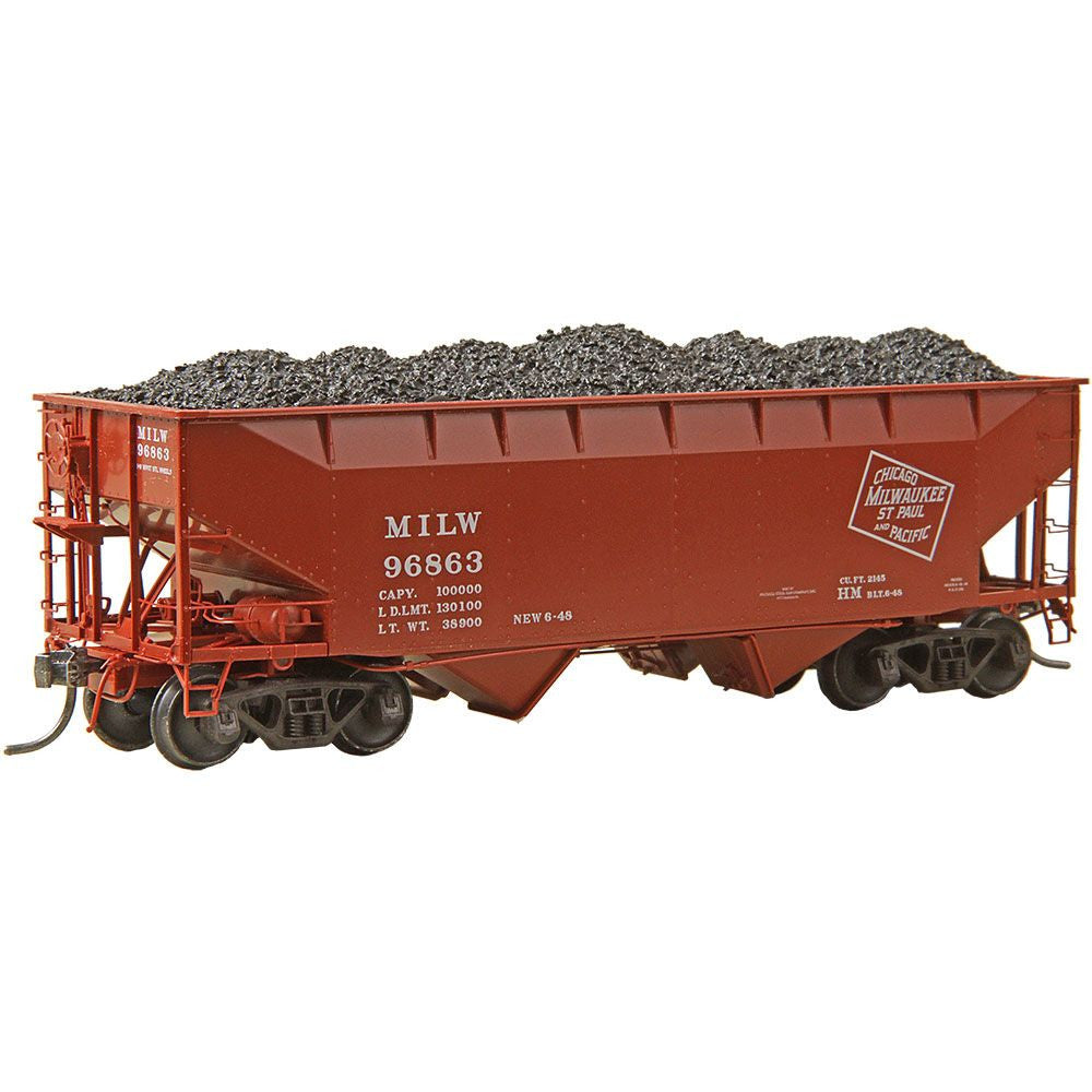 HO Scale Model Train - Kadee 7526 50-Ton AAR Two-Bay Open Hopper Wagon in Milwaukee Road Livery with #96863
