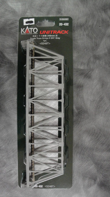 Kato N Scale Gray Single Track Truss Bridge, 248mm (9 3/4) Unitrack 20432