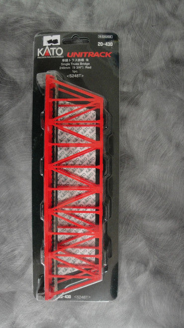 Kato 20-430 N Scale Single Track Truss Bridge Unitrack in 248mm (9 3/4 inches) Red Color Model Train Track Piece 20430