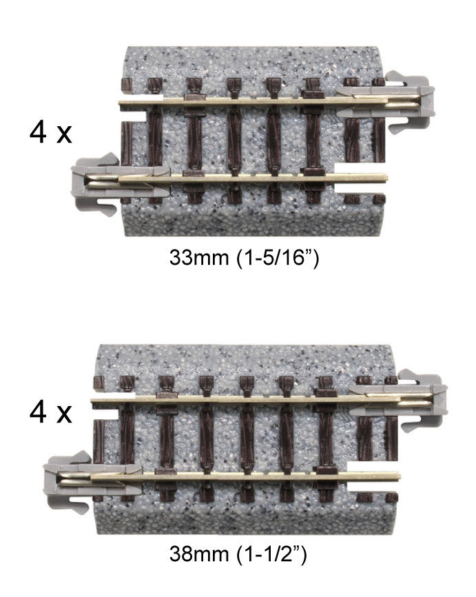 Kato 20092 N Scale Unitrack Short Track Assortment B - 33mm & 38mm (8 Pcs)