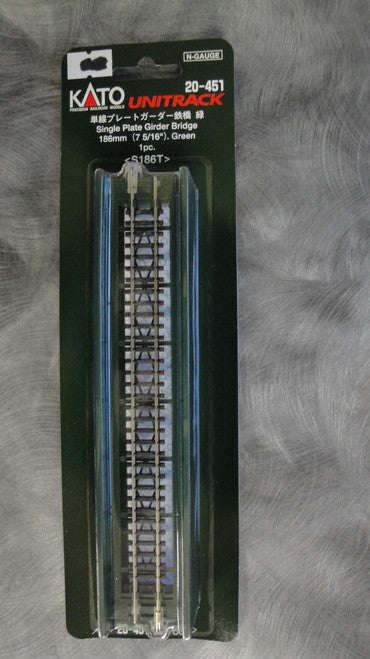 Kato N Scale Single Track Plate Girder Bridge - Model 20 - 451, 186mm (7 5/16 inches) in Green Color