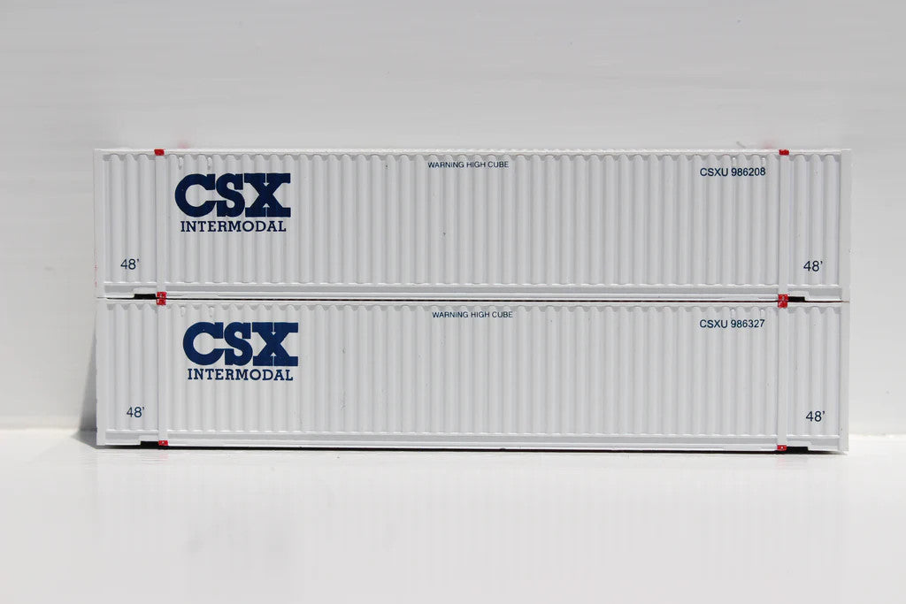 N Scale JTC Model Trains 485010 CSX Intermodal 48-Foot High Cube Corrugated Containers with Magnetic System (No Logo on Front, 3-42-3 Design)