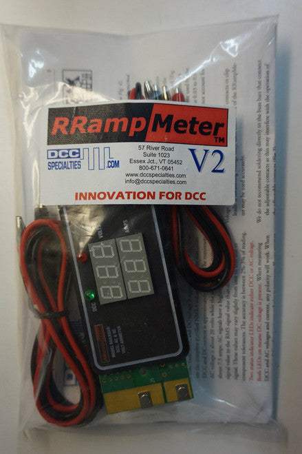 DCC SPECIALTIES 246-RRampmeterV2 - Professional Digital Meter for Measuring DCC, DC, and AC Volts and Amps - Version II, Enclosed with Clip Leads (Suitable for All Scales)